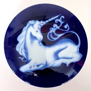 Vintage Takahashi Unicorn In Glaze Trinket Jewelry Box